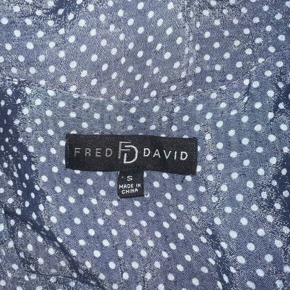 Fred David womens size small polkadot hi/low hem fairy whimsy goth button Henley - Picture 7 of 8